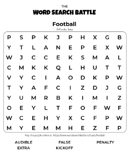 Printable Easy Football Word Search