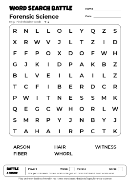 Printable Forensic Science Word Search