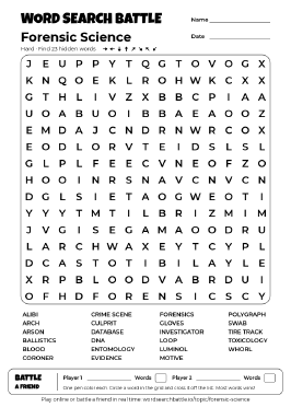 Printable Forensic Science Word Search