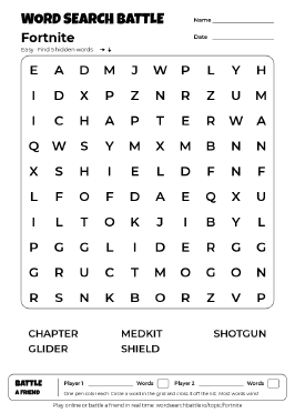 Printable Fortnite Word Search