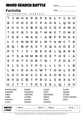 Printable Fortnite Word Search