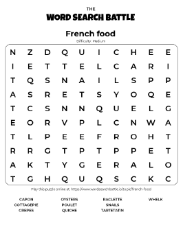 Printable French Food Word Search Printable French Food Word Search