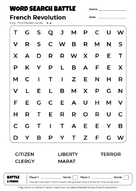 Printable French Revolution Word Search