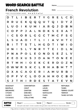 Printable French Revolution Word Search Preview