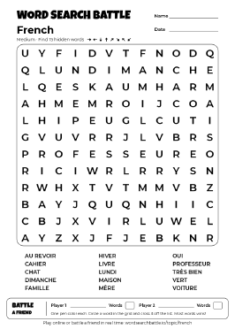 Printable French Word Search