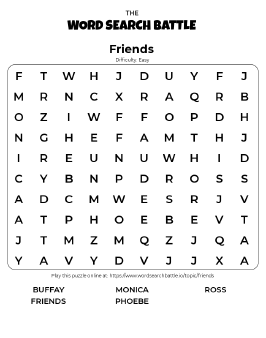 Printable Friends Word Search