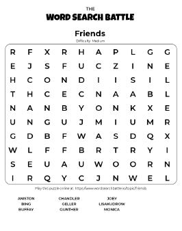 Printable Friends Word Search