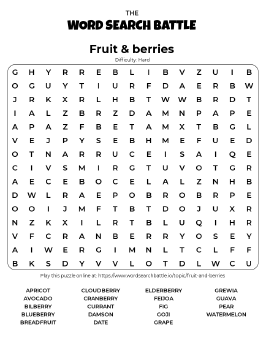 Printable Fruit & Berries Word Search