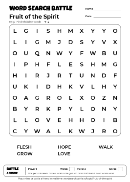 Printable Easy Fruit of the Spirit Word Search