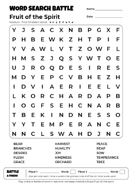 Printable Fruit of the Spirit Word Search Preview