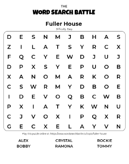 Printable Easy Fuller House Word Search
