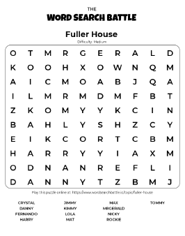 Printable Fuller House Word Search Preview