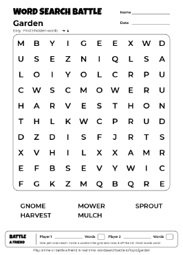 Printable Easy Garden Word Search