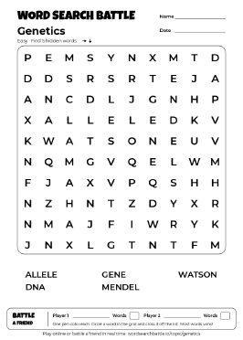 Printable Easy Genetics Word Search