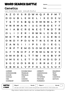 Printable Hard Genetics Word Search