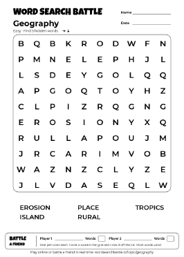Printable Geography Word Search