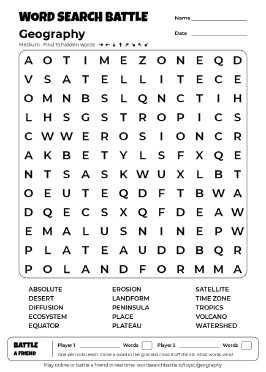 Printable Geography Word Search