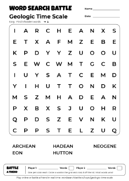 Printable Geologic Time Scale Word Search