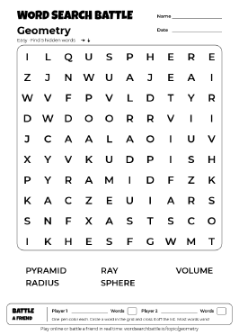 Printable Geometry Word Search