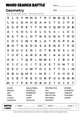 Printable Geometry Word Search
