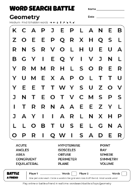 Printable Geometry Word Search Preview