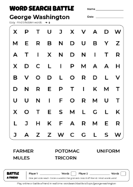 Printable George Washington Word Search