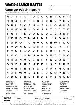 Printable George Washington Word Search