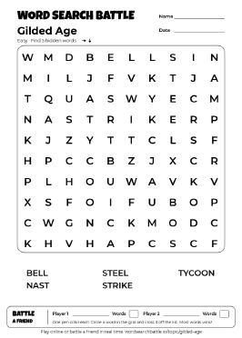 Printable Gilded Age Word Search
