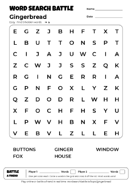 Printable Gingerbread Word Search