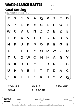 Printable Goal Setting Word Search