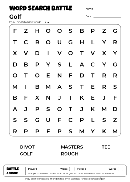 Printable Golf Word Search