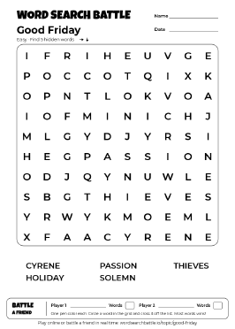 Printable Easy Good Friday Word Search