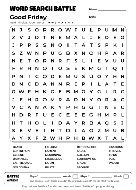 Printable Hard Good Friday Word Search