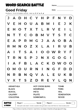Printable Medium Good Friday Word Search