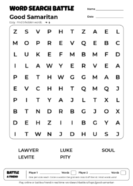 Printable Good Samaritan Word Search