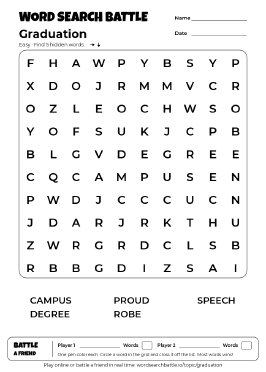 Printable Graduation Word Search
