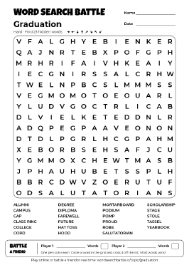 Printable Graduation Word Search