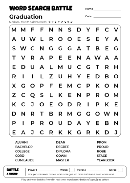 Printable Graduation Word Search