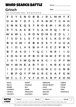 Printable Grinch Word Search