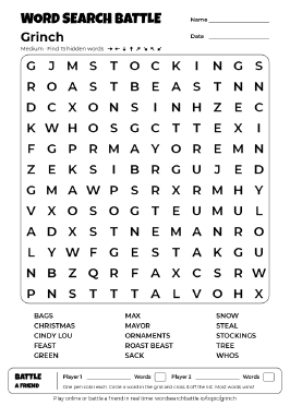 Printable Grinch Word Search