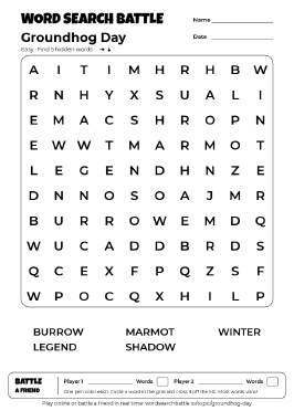 Printable Groundhog Day Word Search