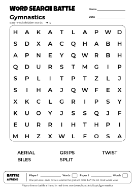 Printable Easy Gymnastics Word Search