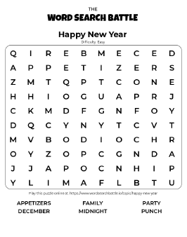 Printable Happy New Year Word Search