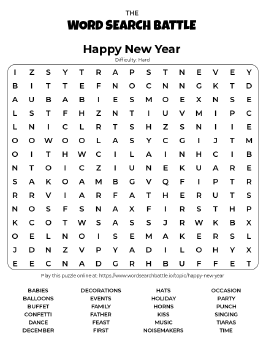 Printable Happy New Year Word Search