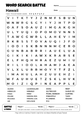 Printable Hawaii Word Search