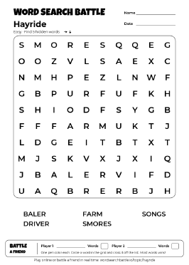Printable Hayride Word Search