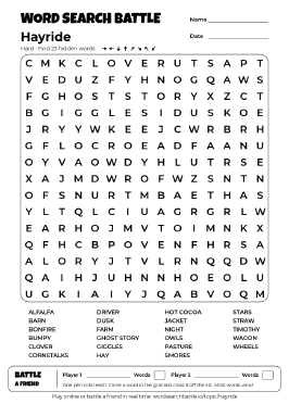 Printable Hayride Word Search