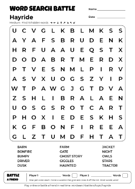 Printable Hayride Word Search
