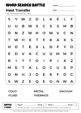 Printable Heat Transfer Word Search