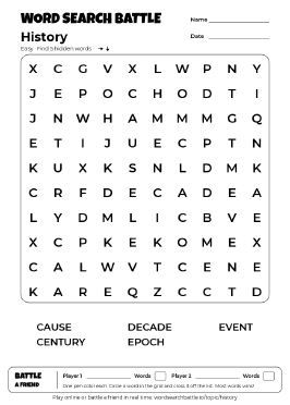 Printable History Word Search